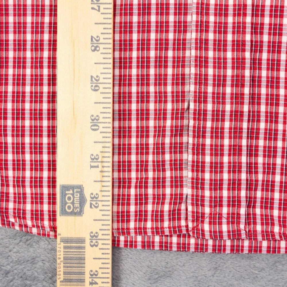 VTG Polo Ralph Lauren 90s Blake Two Ply Cotton Mens L Red White Plaid Shirt